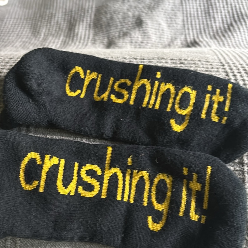 Unisex Black and Yellow Crushing It! Socks